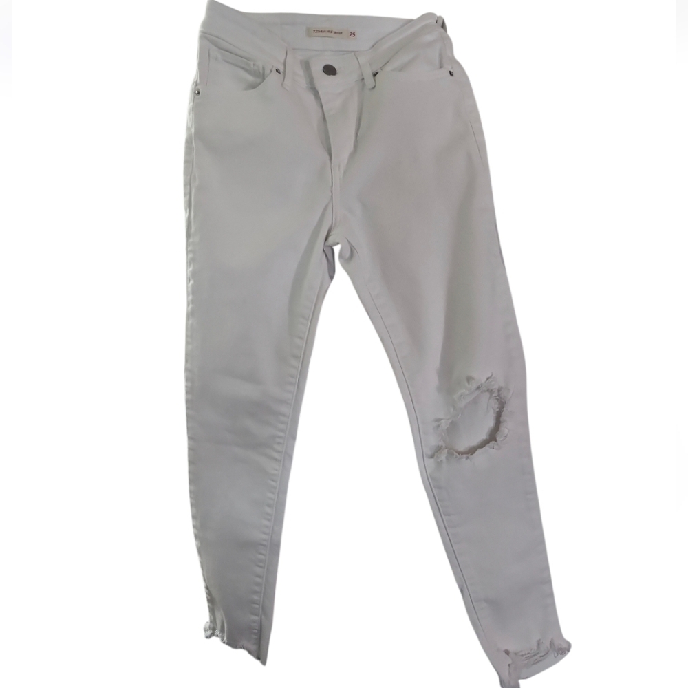 Levi's White Denim Jeans Size 25 721 High Rise Skinny
